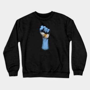 Flag of Argentina on a Raised Clenched Fist Crewneck Sweatshirt